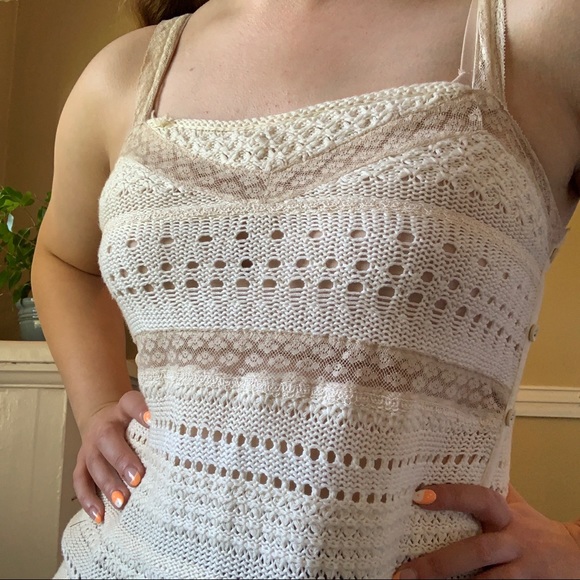 SOLD Rebecca Taylor boho crochet and lace camisole tank - Picture 2 of 3